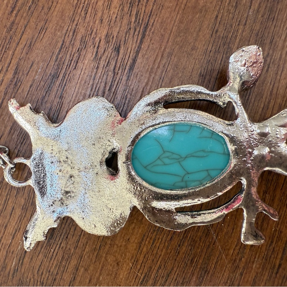 Silver and Turquoise Owl Pendant‎ Necklace - Picture 6 of 7